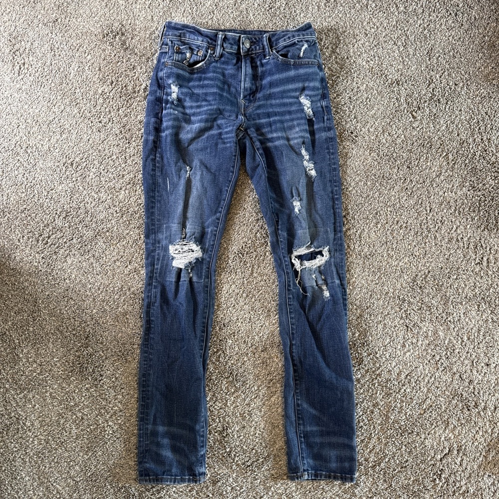 American Eagle Men's Skinny Athletic Distressed Jeans Size 29x34